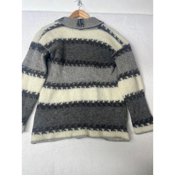 VTG Coldwater Creek Boiled Wool Gray White Coat 90s sz XL Outdoors Fair Isle - Picture 11 of 11